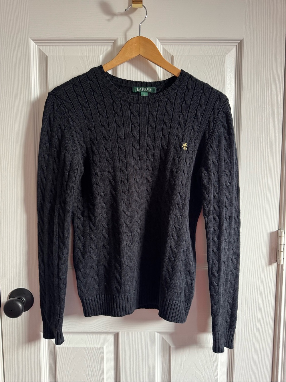 🤎 Ralph Lauren 🤎 Black, Cable-Knit Crewneck Sweater (M)